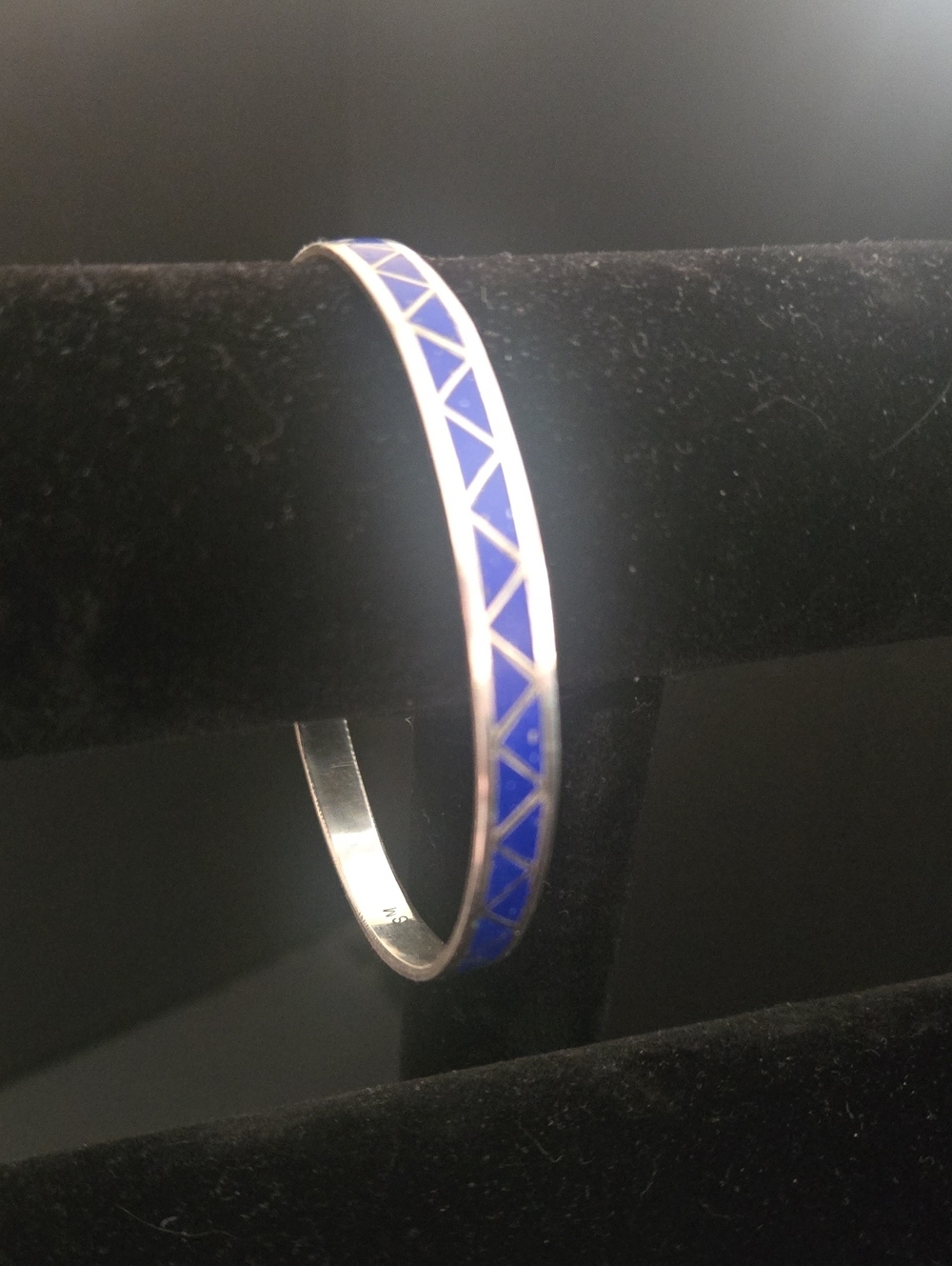 Zuni Vintage Silver Bangle With Lapis Inlay